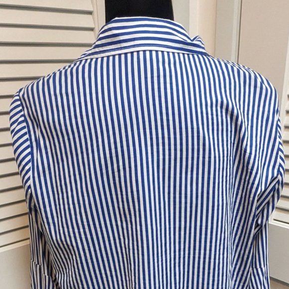 Women's 1X Striped Blouse Puffy Sleeves - Picture 4 of 14